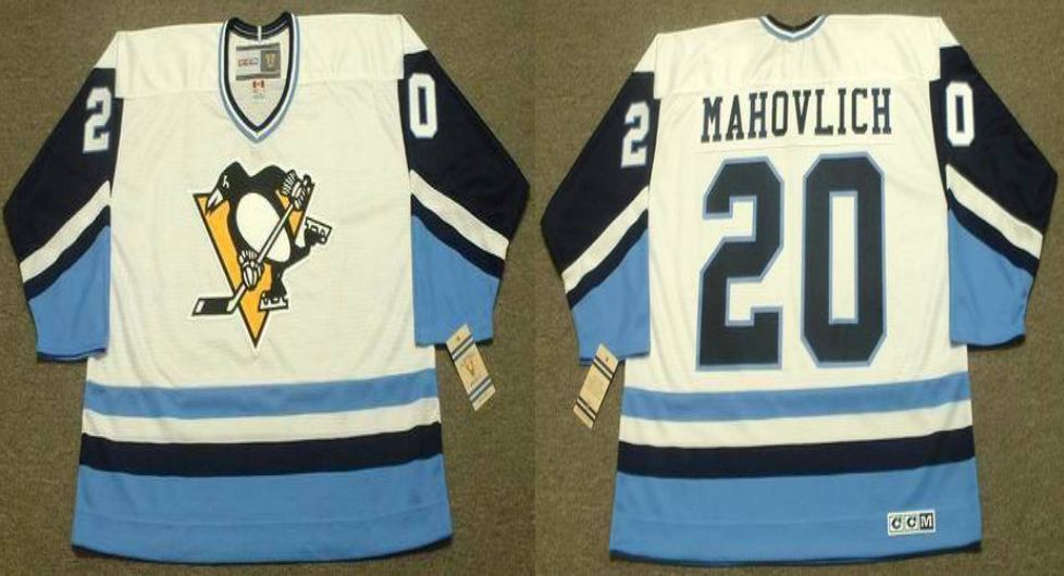 2019 Men Pittsburgh Penguins #20 Mahovlich White blue CCM NHL jerseys->pittsburgh penguins->NHL Jersey